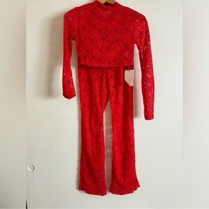 SHEIN Vibrant Red Lace Jumpsuit
